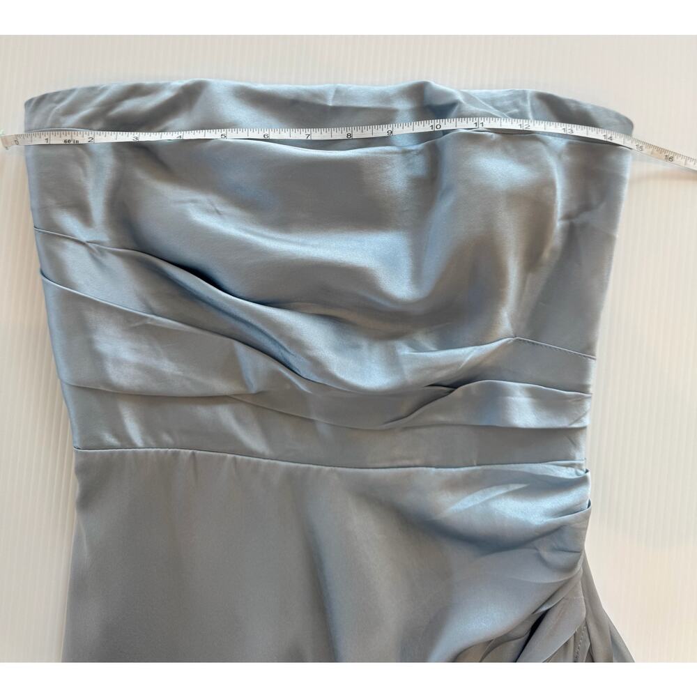 Reformation Barrow Silk Satin Strapless Maxi Dress Ice Blue 2 XS Slit Formal - Picture 16 of 16